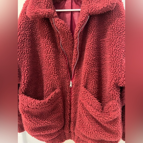 IAMGIA fur burgundy teddy jacket - Picture 6 of 9